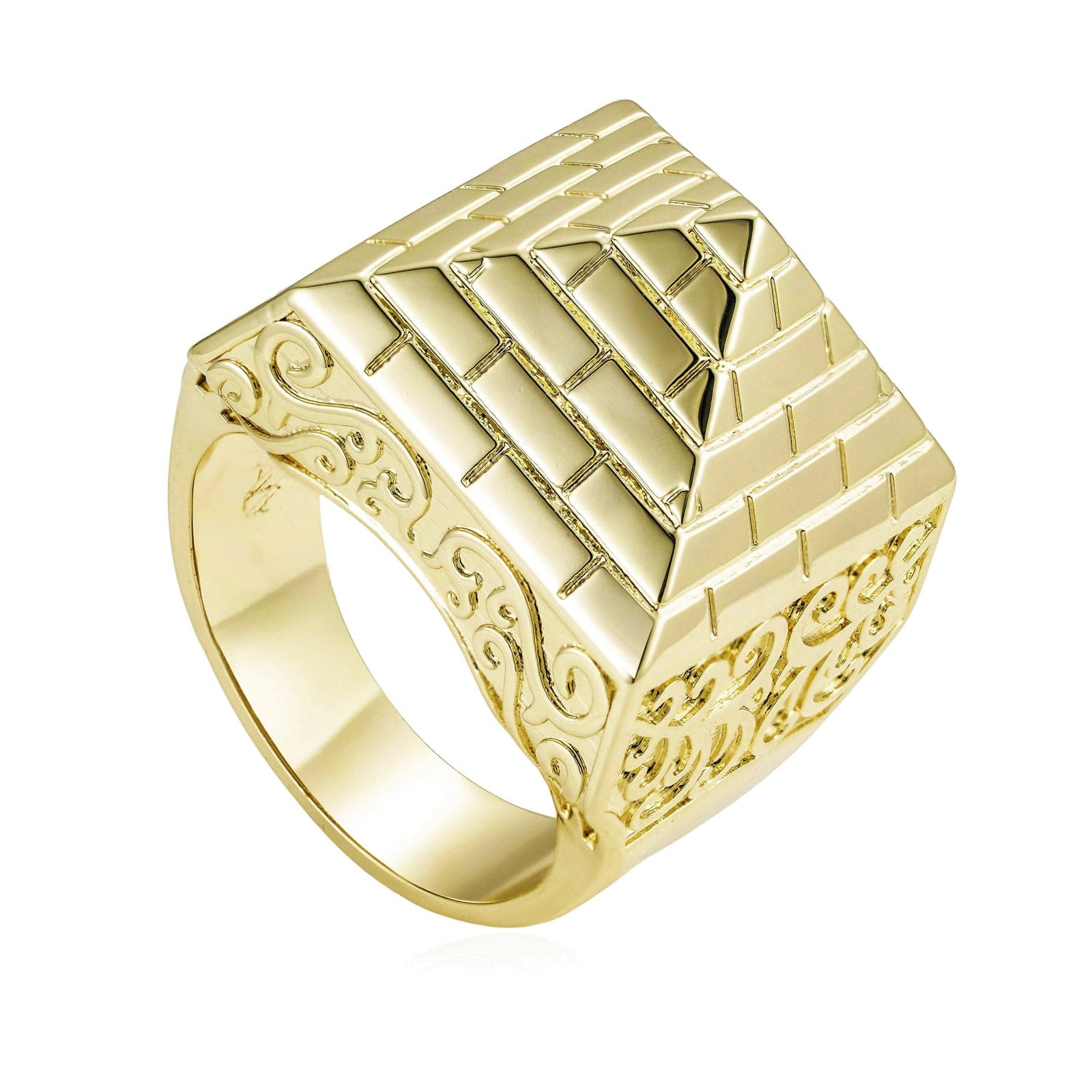 Gold Dipped, CZ Diamonds 8 to 11 Pyramid Ring - Gold