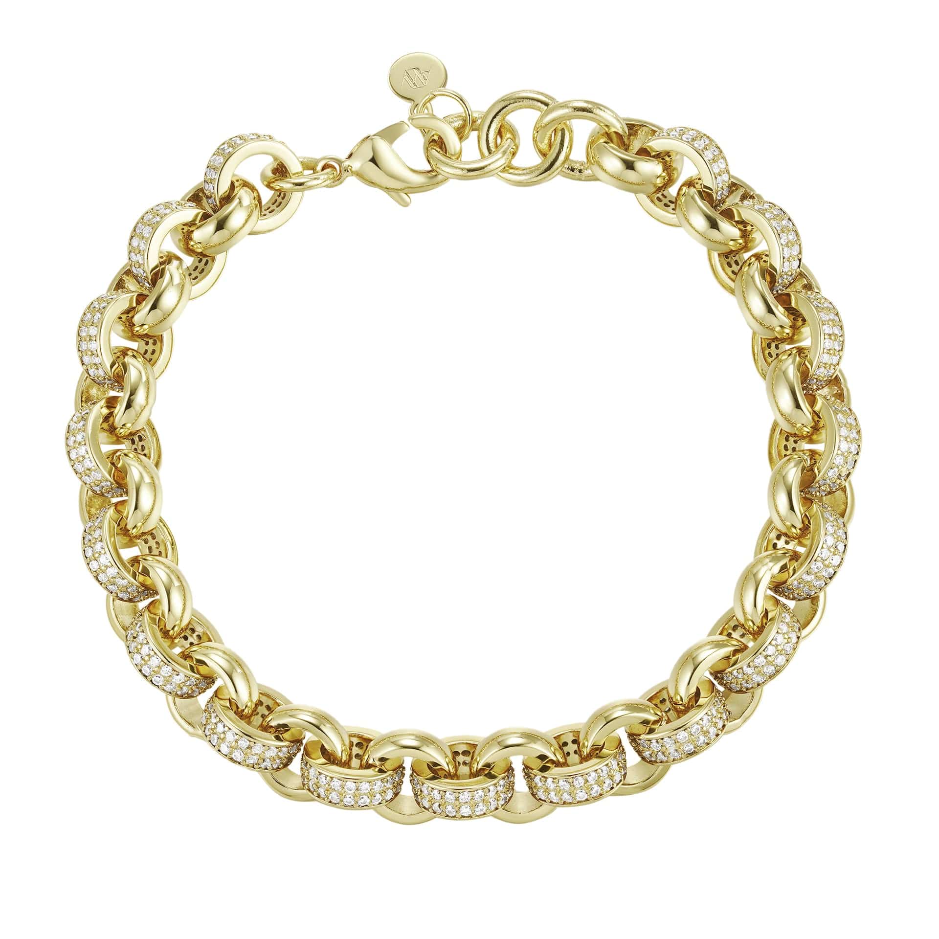Gold Dipped, CZ Diamonds Bracelets Diamond Belcher bracelet 10mm - Gold