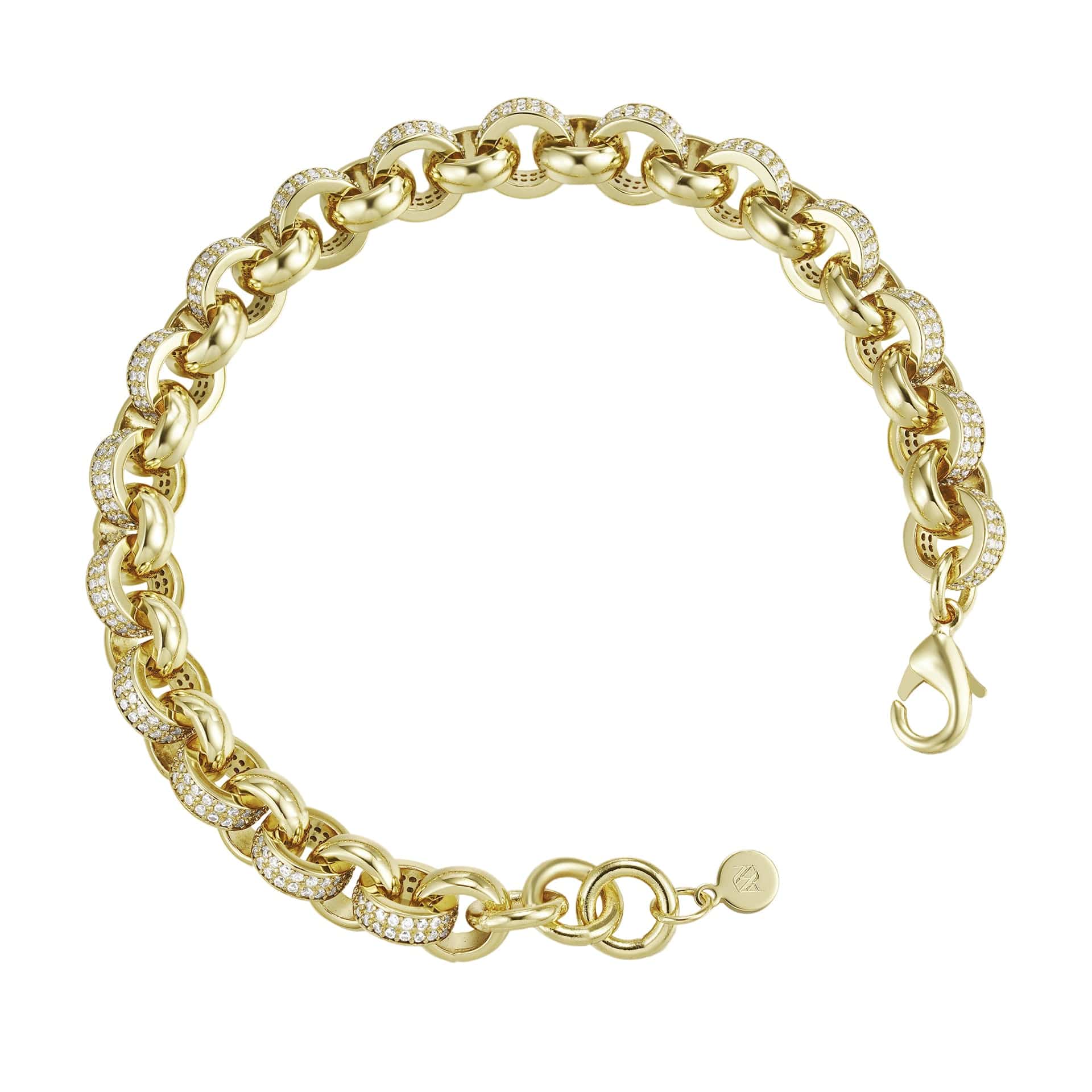 Gold Dipped, CZ Diamonds Bracelets Diamond Belcher bracelet 10mm - Gold