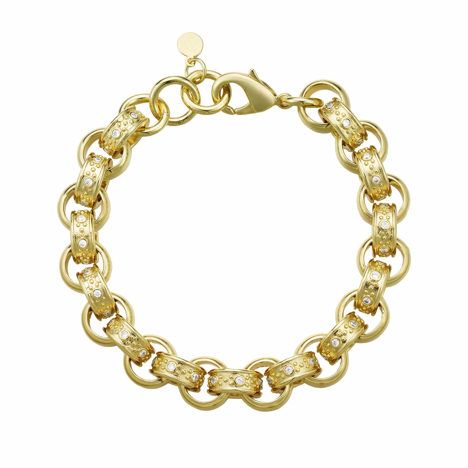 Gold Dipped, CZ Diamonds Bracelets Diamond Belcher Bracelet 12mm - Gold