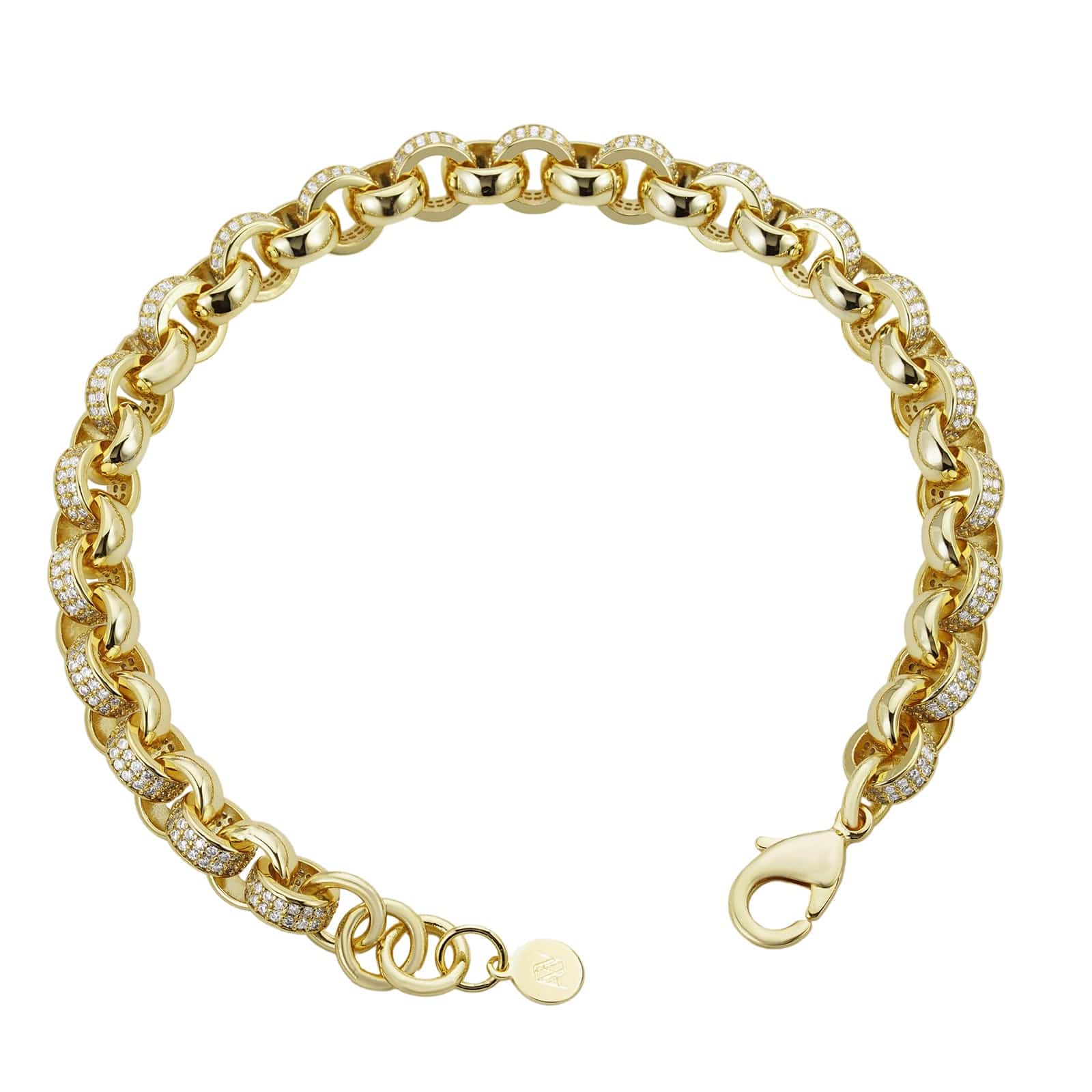 Gold Dipped, CZ Diamonds Bracelets Diamond Belcher Bracelet 8mm - Gold