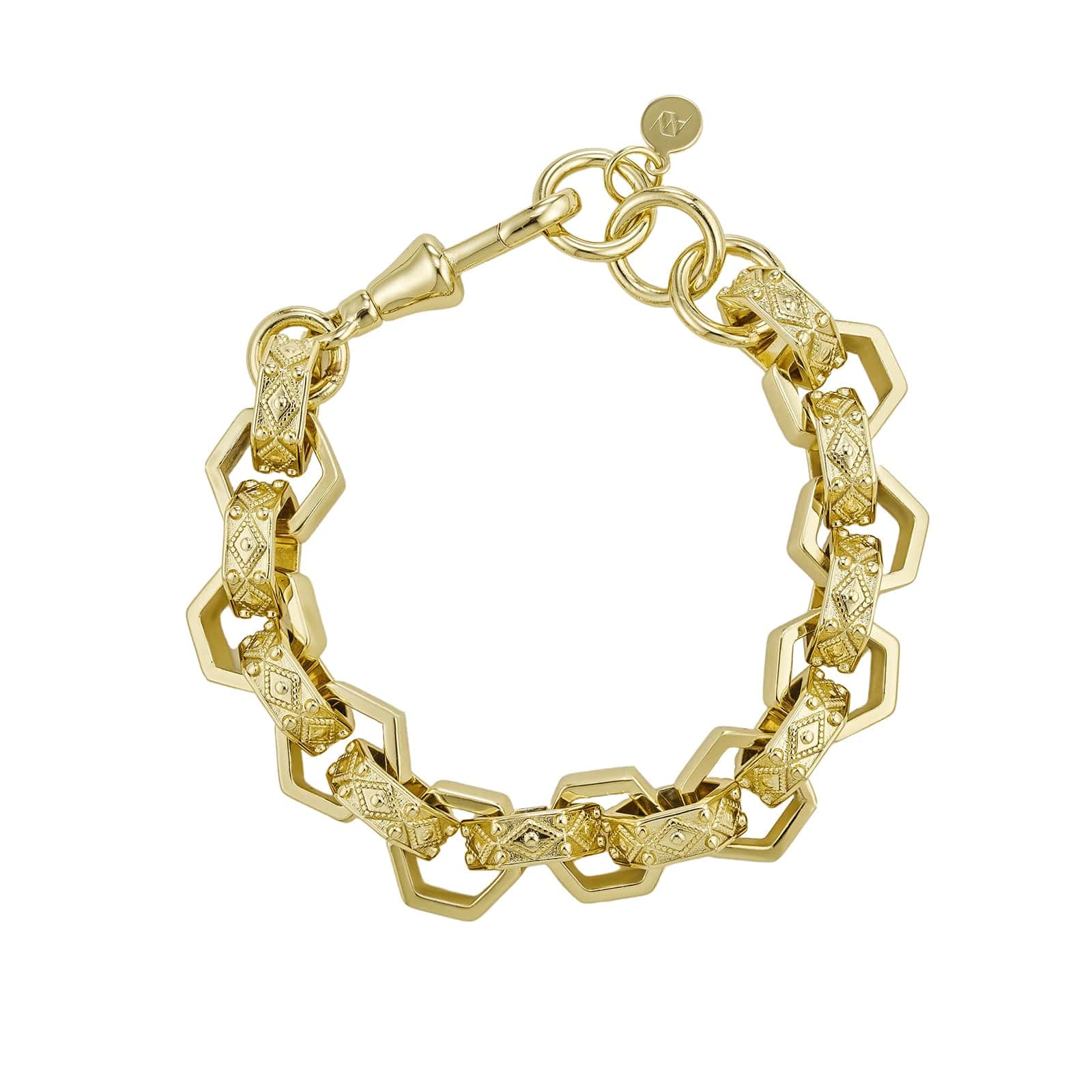 Gold Dipped Bracelets Hexagon Belcher Bracelet 12mm - Gold