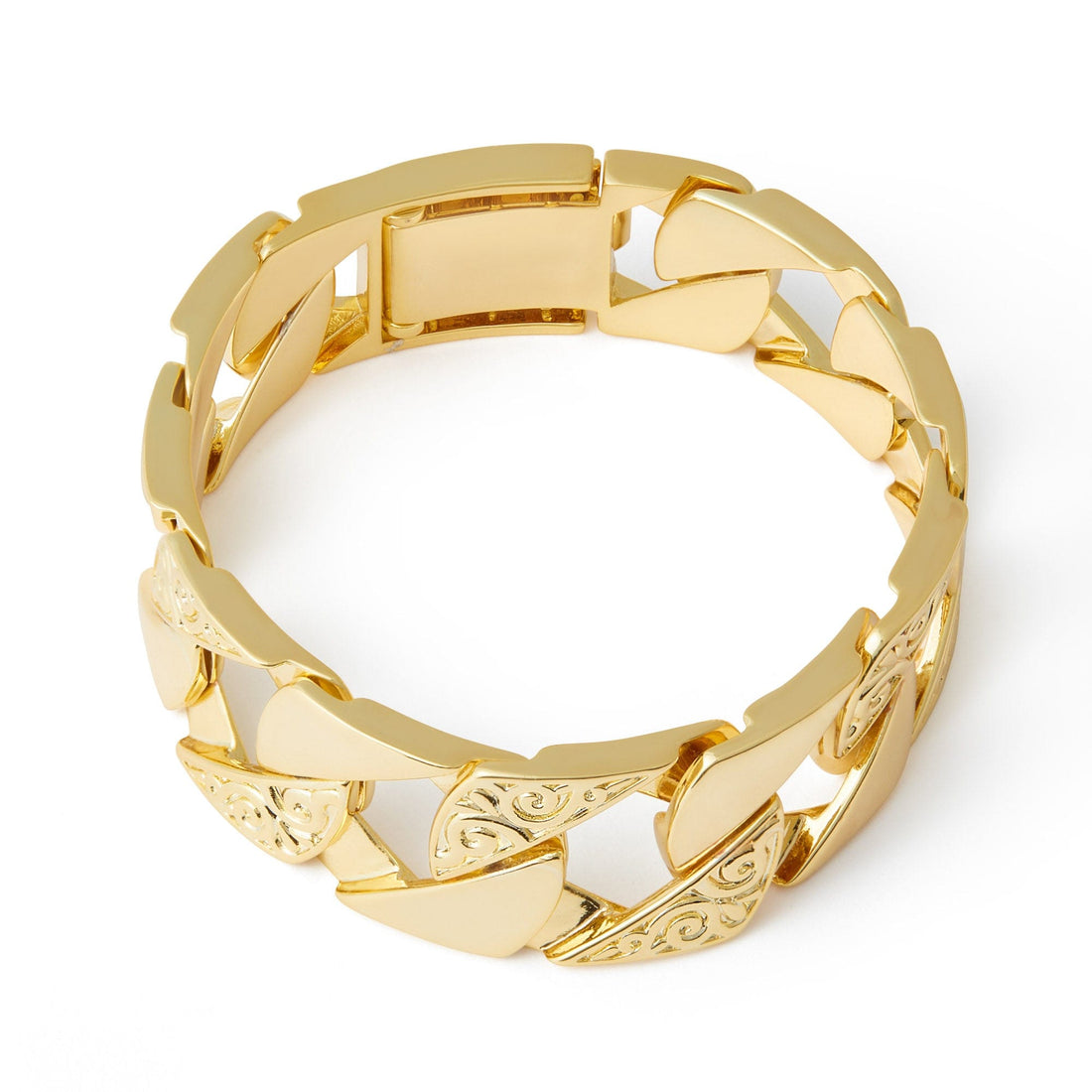 Gold Dipped Bracelets Patterned Chaps Bracelet 26mm - Gold