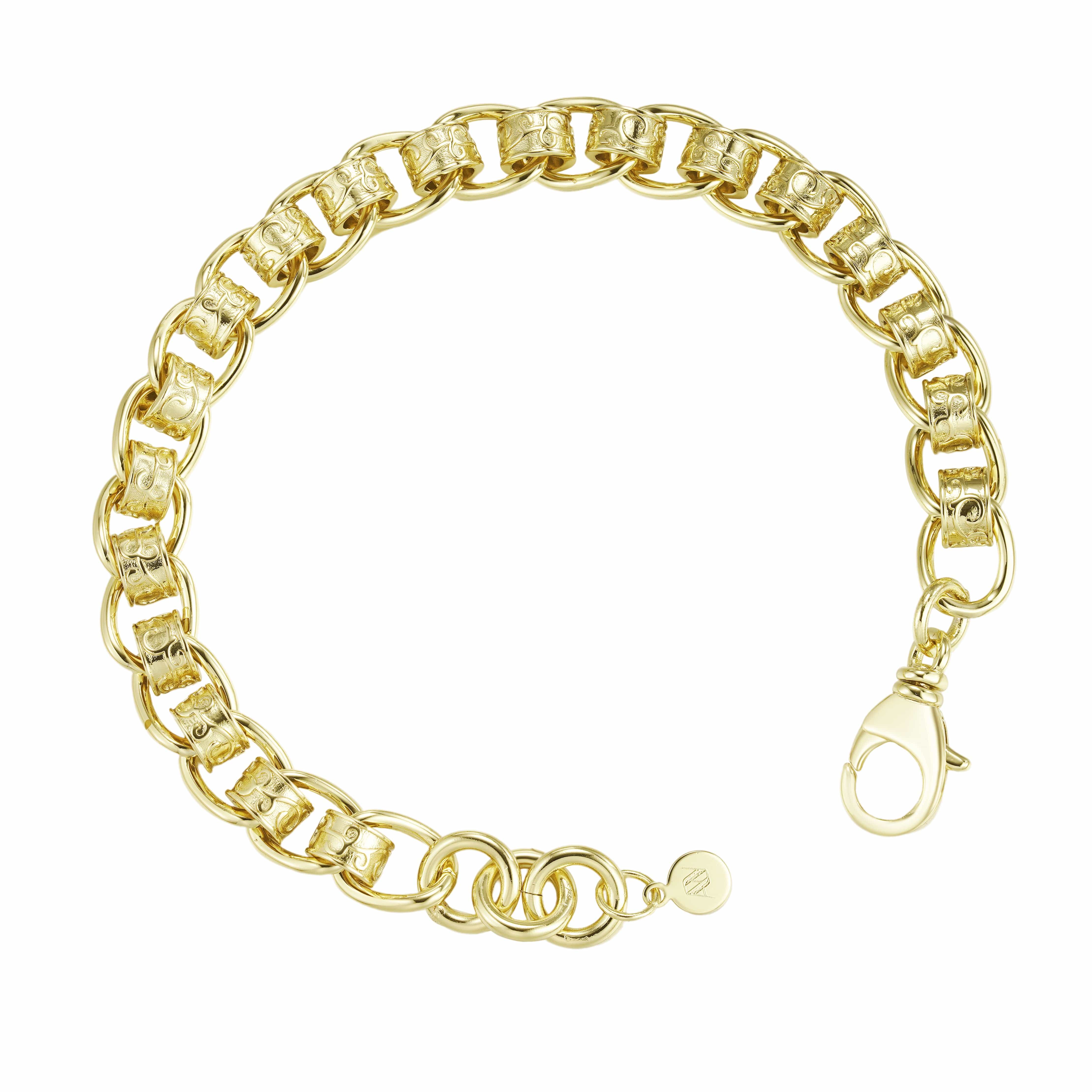 Gold Dipped Bracelets Patterned Rollerball Bracelet 11mm - Gold
