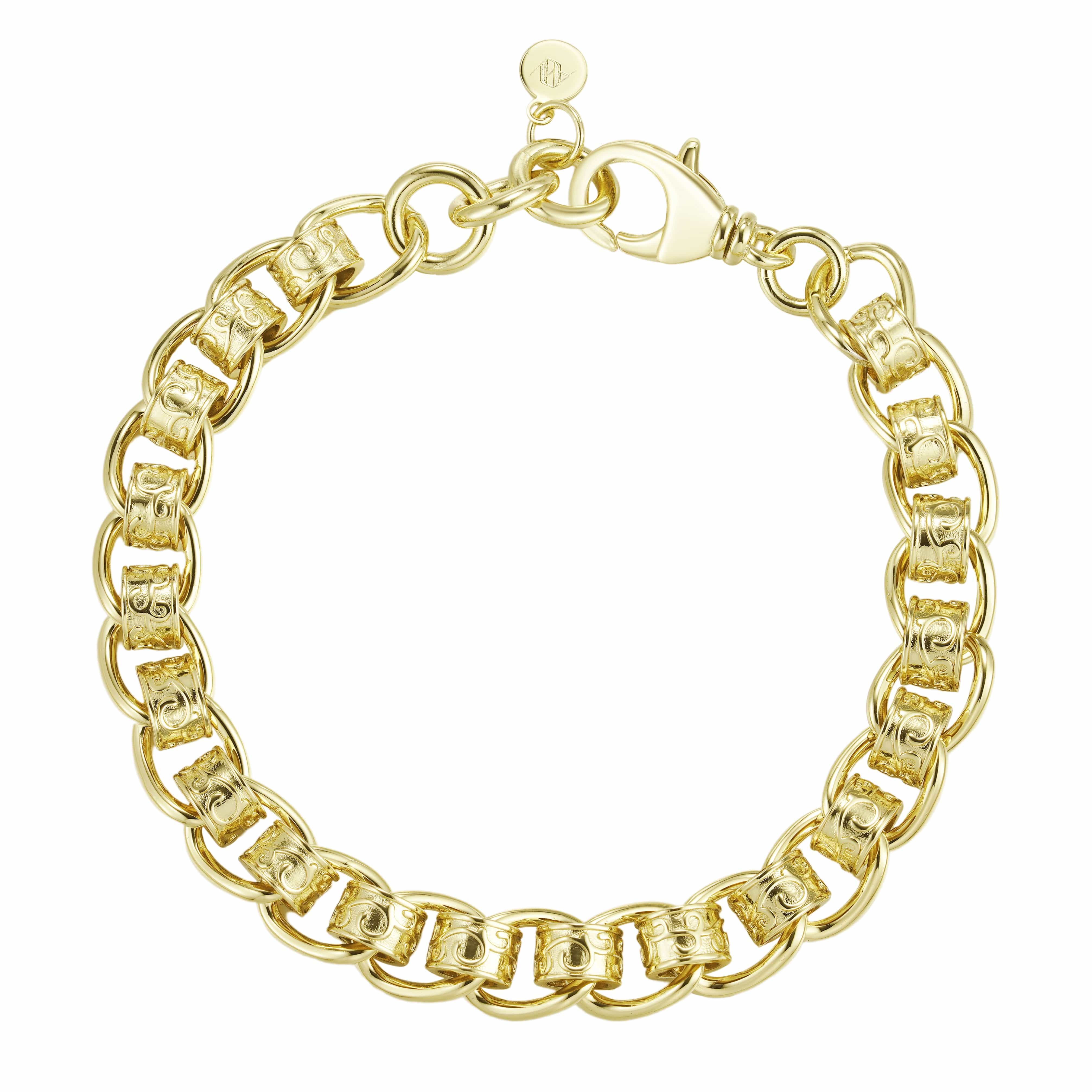 Gold Dipped Bracelets Patterned Rollerball Bracelet 11mm - Gold
