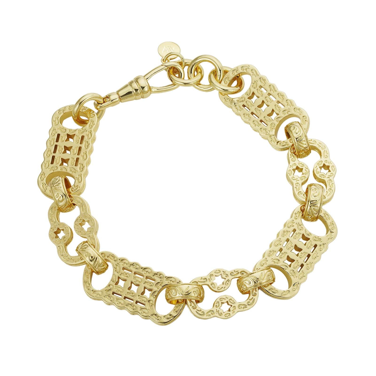 Gold Dipped Bracelets Stars & Bars Bracelet 13mm - Gold