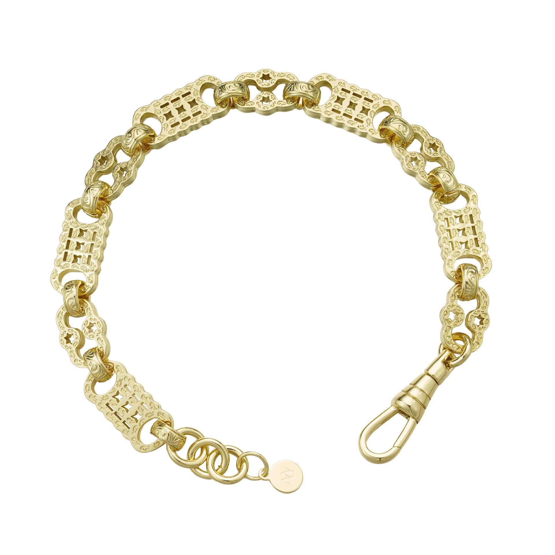 Gold Dipped Bracelets Stars & Bars Bracelet 9mm - Gold (Albert Clasp)