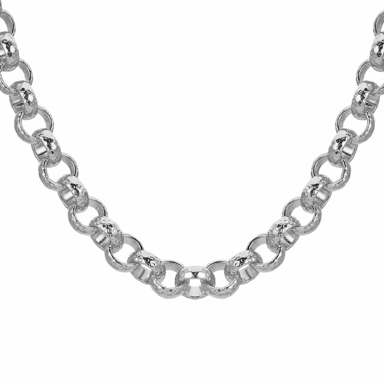 White Gold Dipped Chains Patterned Belcher Chain 12mm - White Gold