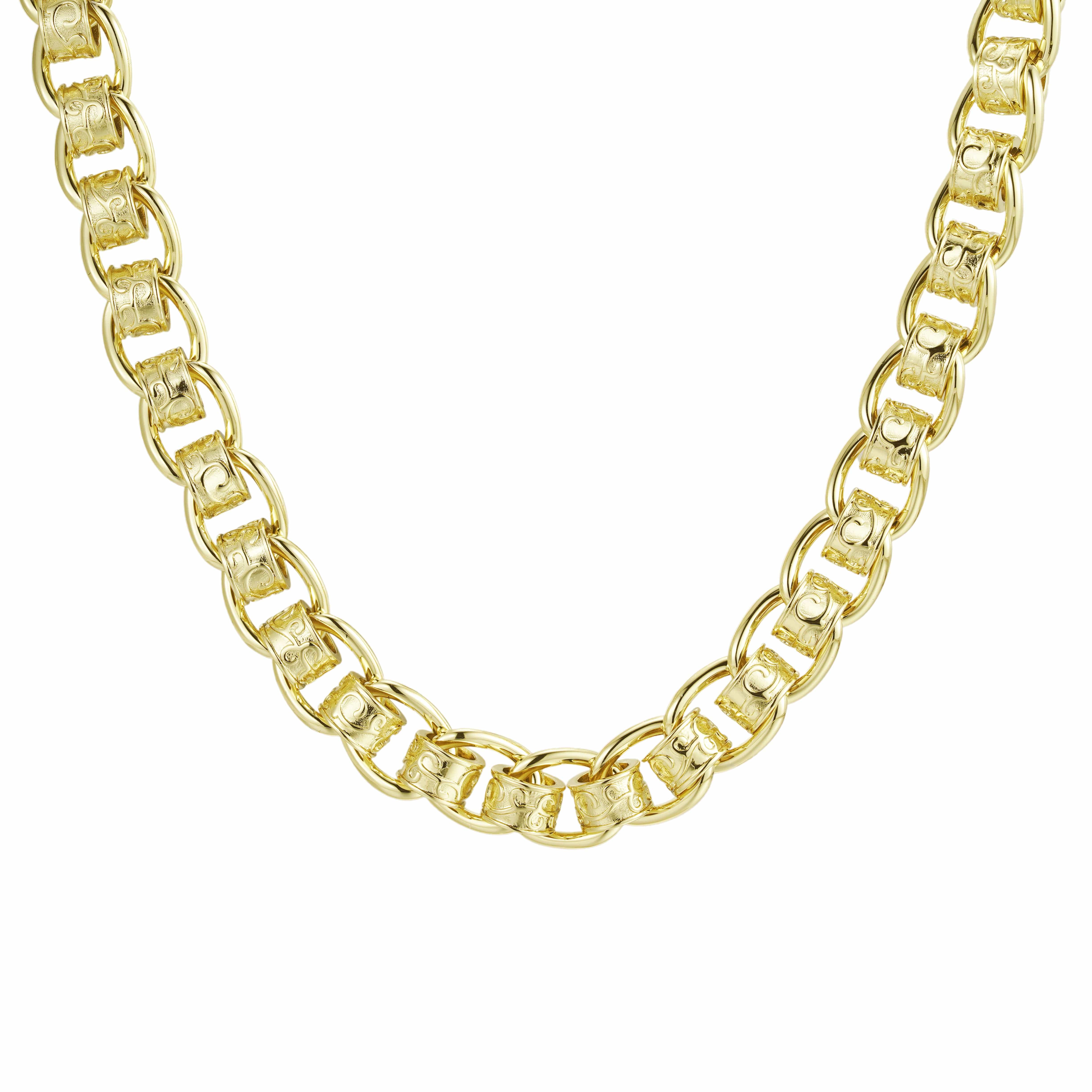 Gold Dipped Chains Patterned Rollerball Chain 11mm - Gold