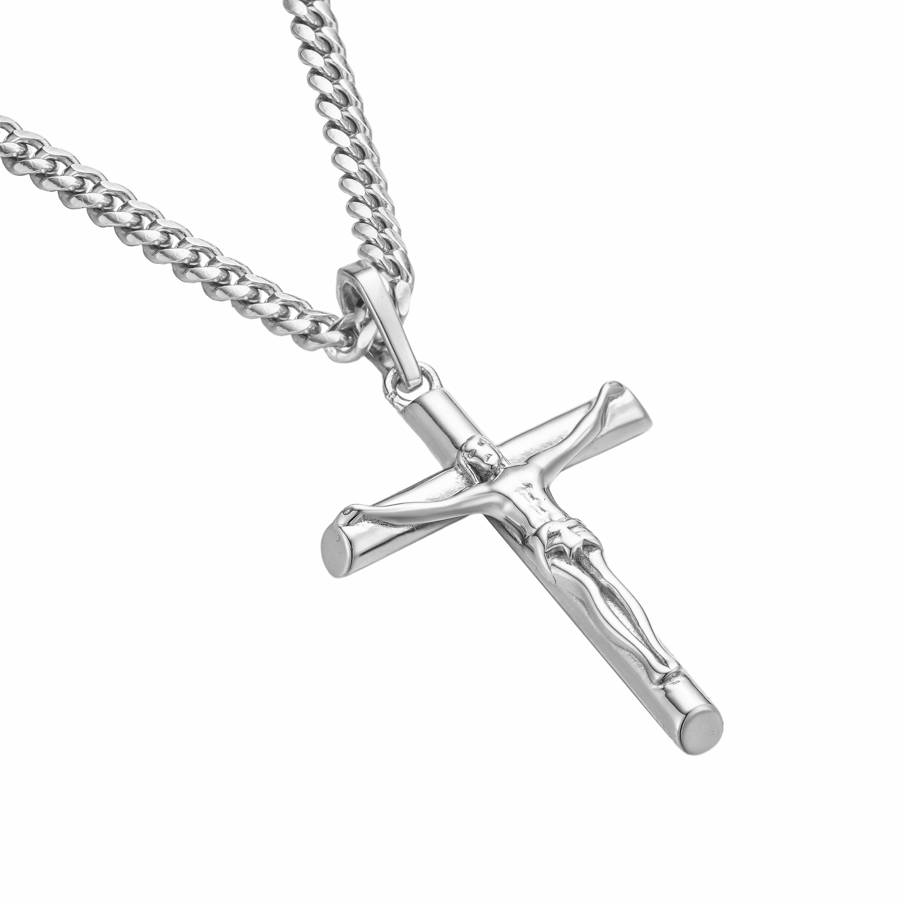 All Wear Jewellery Cuban Crucifix Pendant - Silver