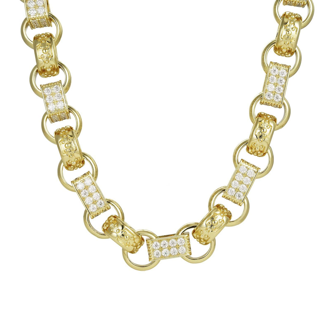 Gold Dipped, CZ Diamonds Diamond Gypsy Link Chain 16mm - Gold