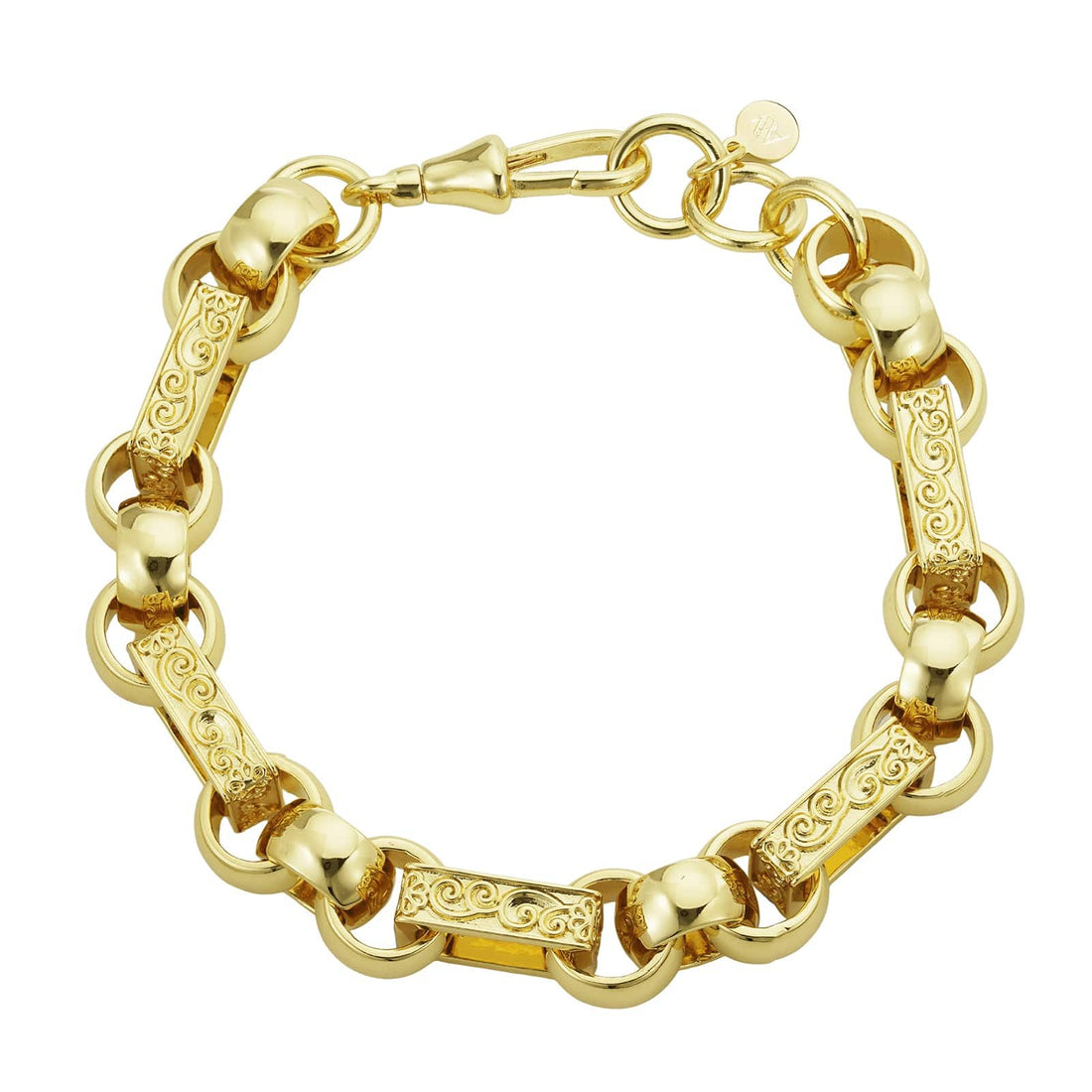 Gold Dipped Gypsy Link Bracelet 13mm - Gold