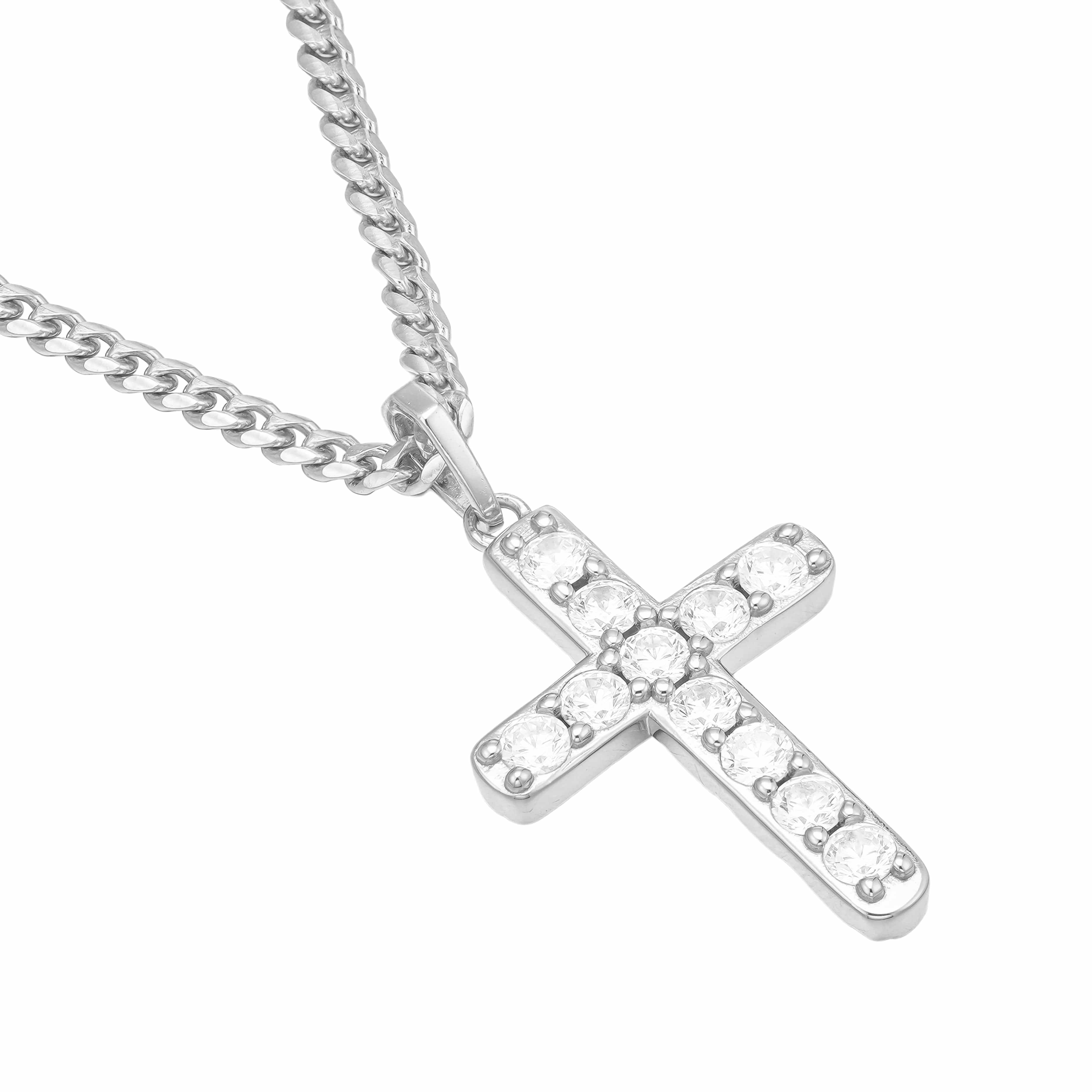 All Wear Jewellery Micro Studded Cross Pendant - Silver