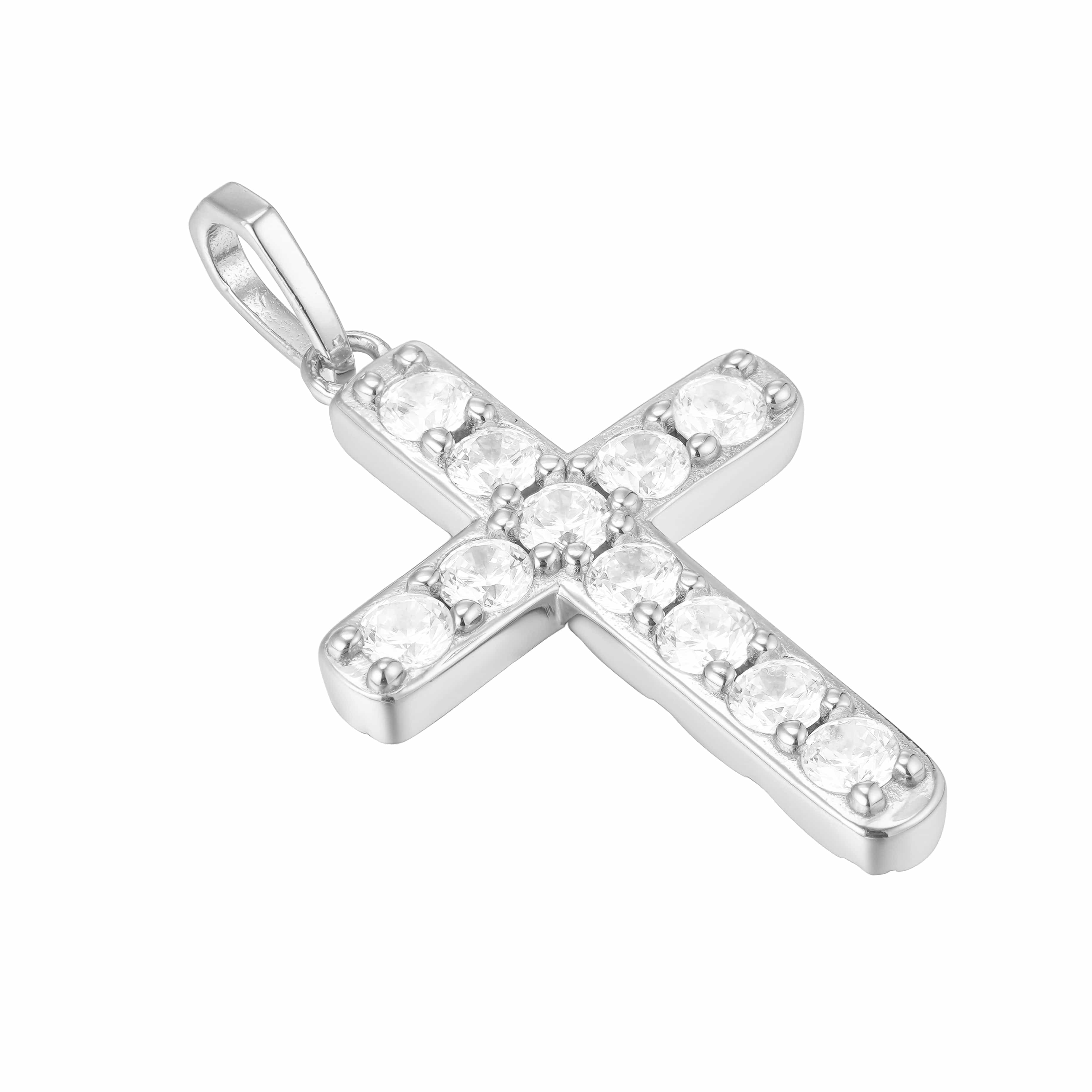 All Wear Jewellery Pendant Only Micro Studded Cross Pendant - Silver