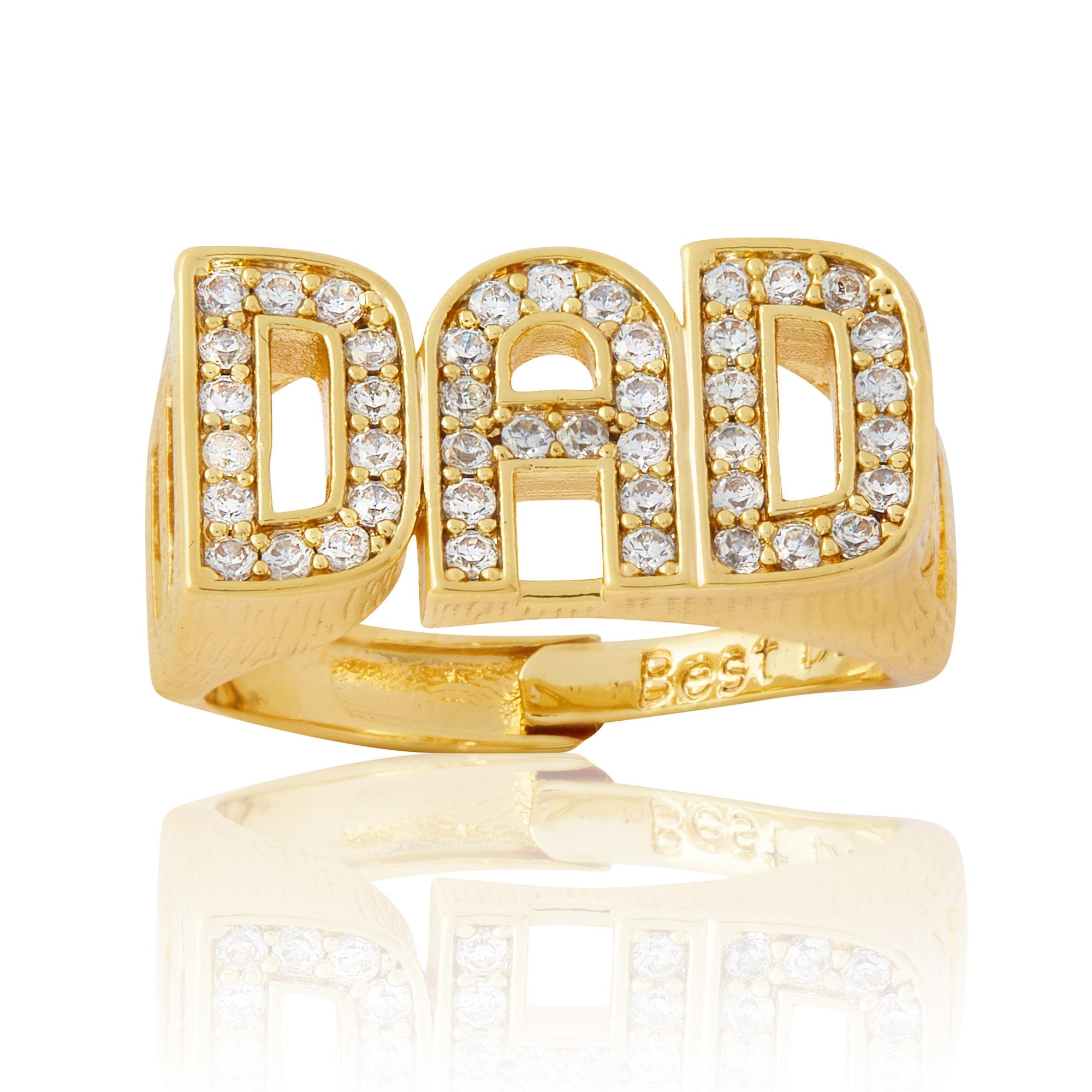 Gold Dipped, CZ Diamonds Ring Diamond Dad Ring - Gold