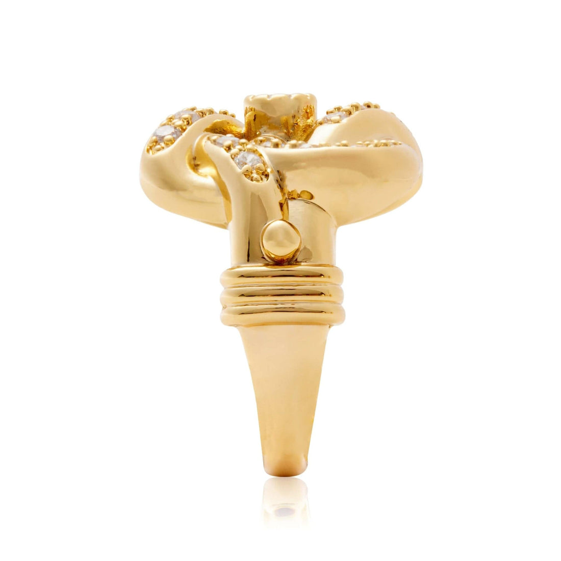 18k Gold-Bonded, Cz Diamonds Adjustable 8-11 / 18k Gold KNOT RING