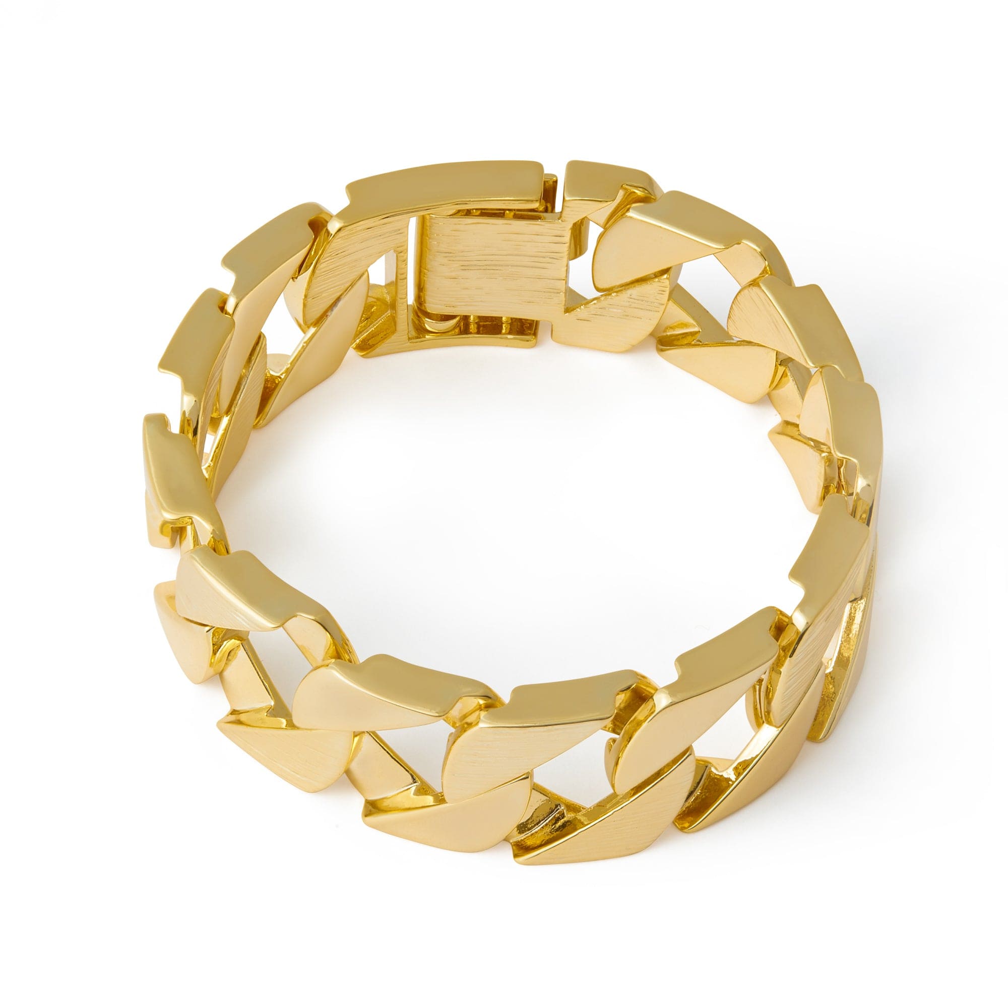 18k Gold-Bonded Bracelets 9" / 18k Gold Curb Bracelet 26mm - Gold