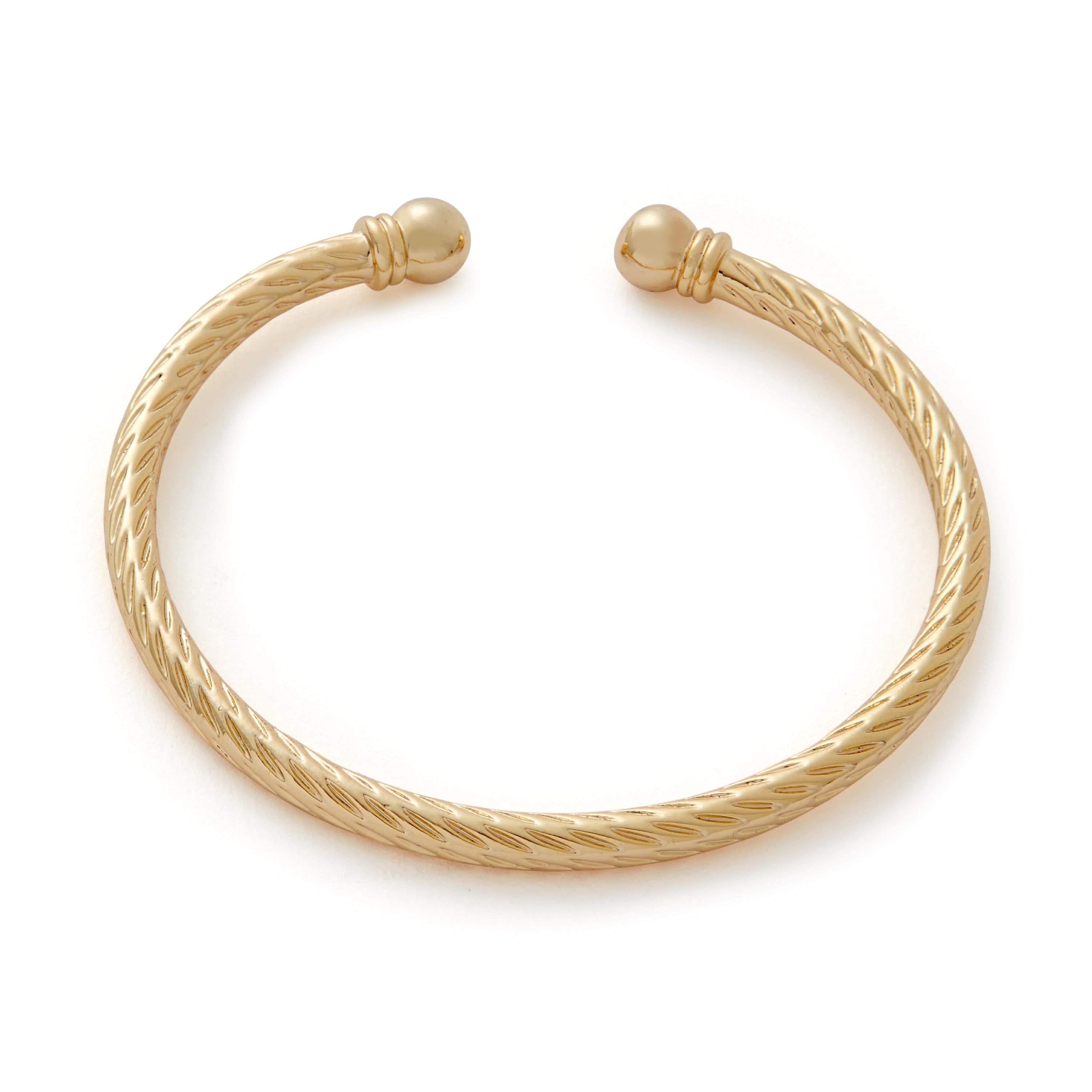 Gold Ball Torque Bangle with 4mm Band and 8mm Ball - All Sizes