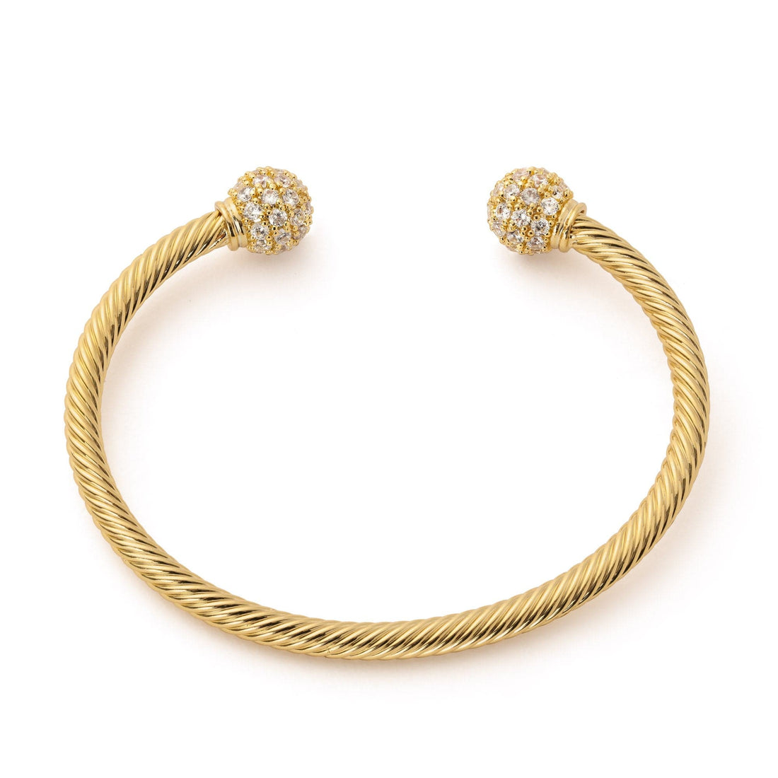 18k Gold-Bonded, Cz Diamonds Bracelets CZ BALL TORQUE BRACELET