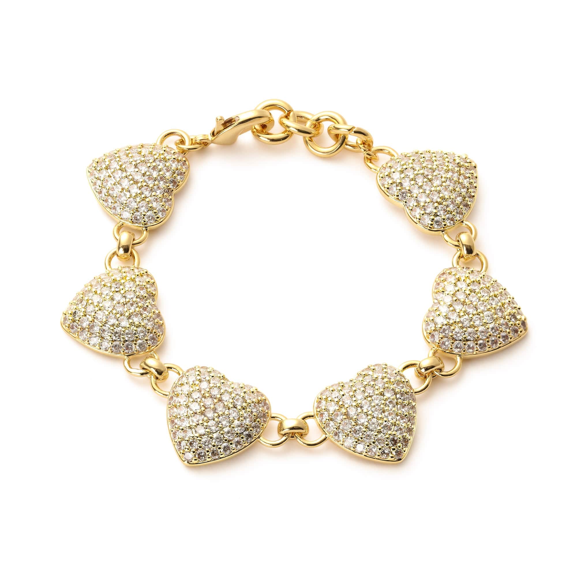 18k Gold-Bonded, Cz Diamonds Bracelets DIAMOND HEART BELCHER BRACELET 18MM
