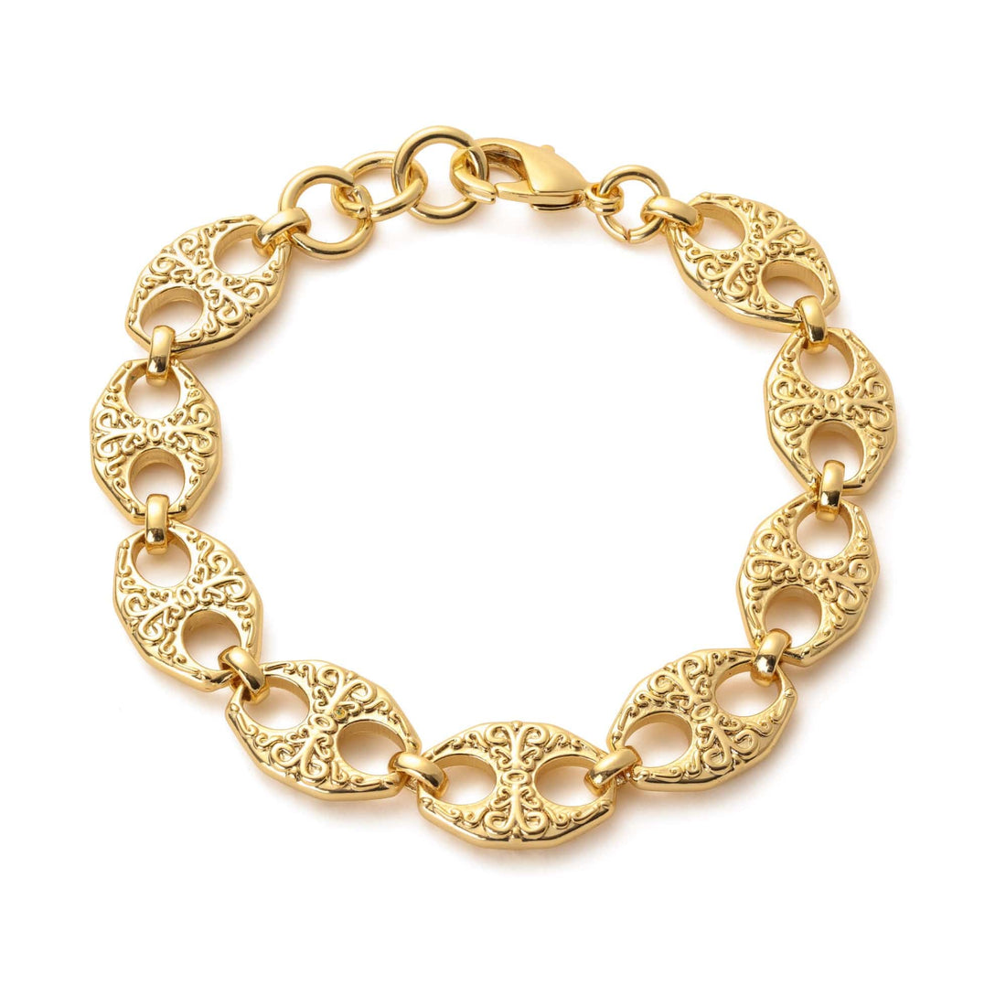 18k Gold-Bonded Bracelets PATTERNED MARINE LINK BRACELET 14MM