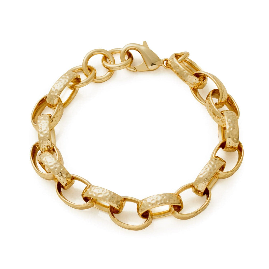 18k Gold-Bonded Bracelets Patterned Oval Belcher Bracelet 10mm - Gold