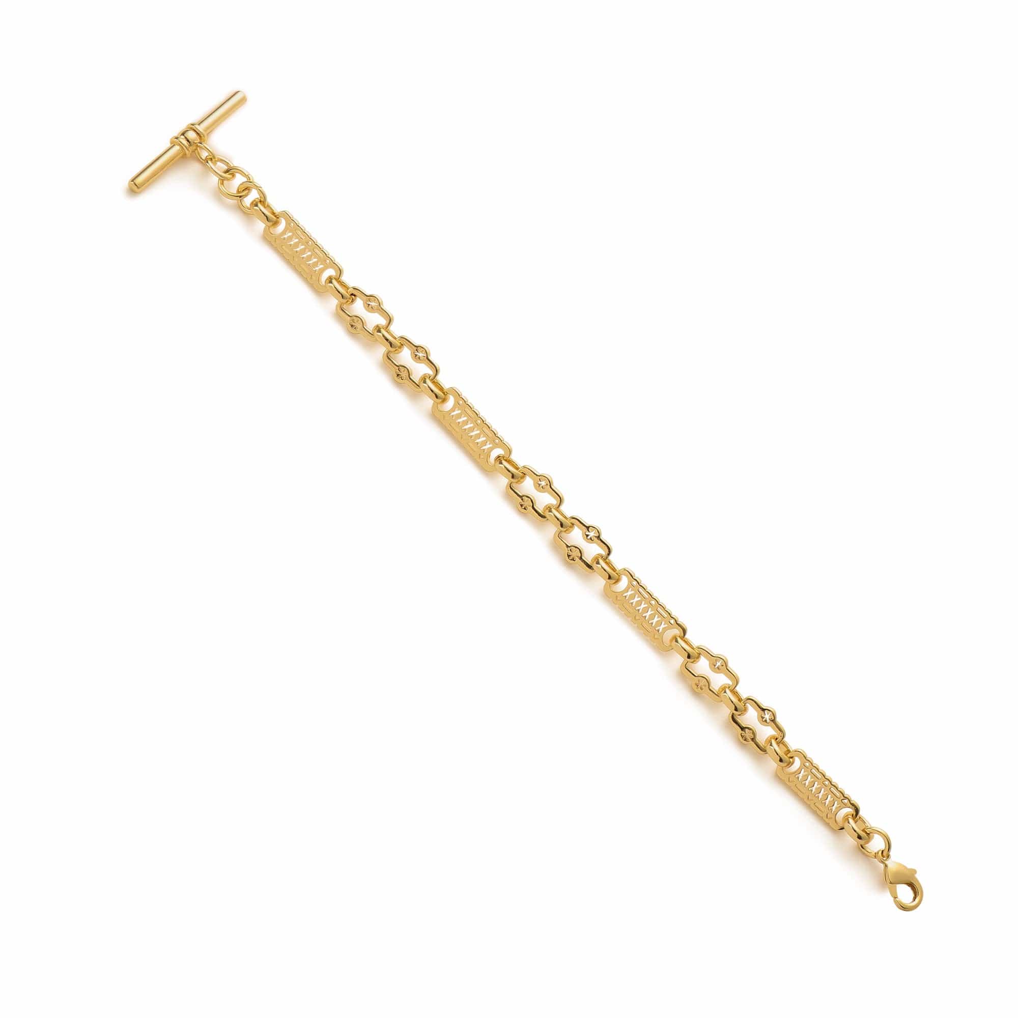 18k Gold-Bonded Bracelets STARS & BARS T-BAR BRACELET 9MM