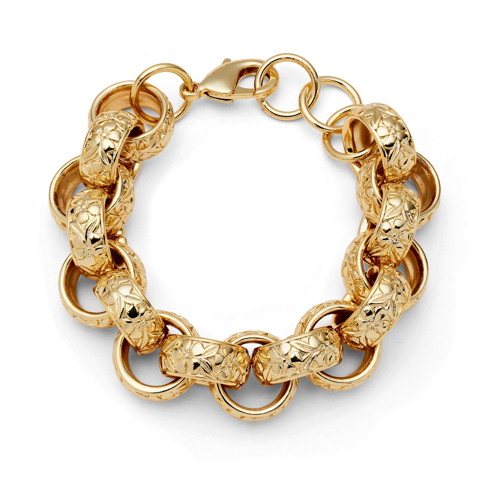 18k Gold-Bonded Ornate Patterned Belcher Bracelet 20mm - Gold